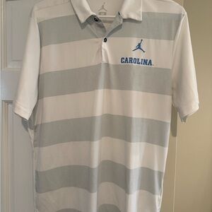 Jordan Carolina Striped Polo Shirt - White & Light Gray